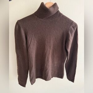 100% Cashmere Chocolate Brown Turtleneck Sweater
